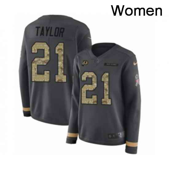 Womens Nike Washington Redskins 21 Sean Taylor Limited Black Salute to Service Therma Long Sleeve NFL Jersey
